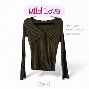 Wild Love Chic Olive Long Sleeve Blouse Size XL